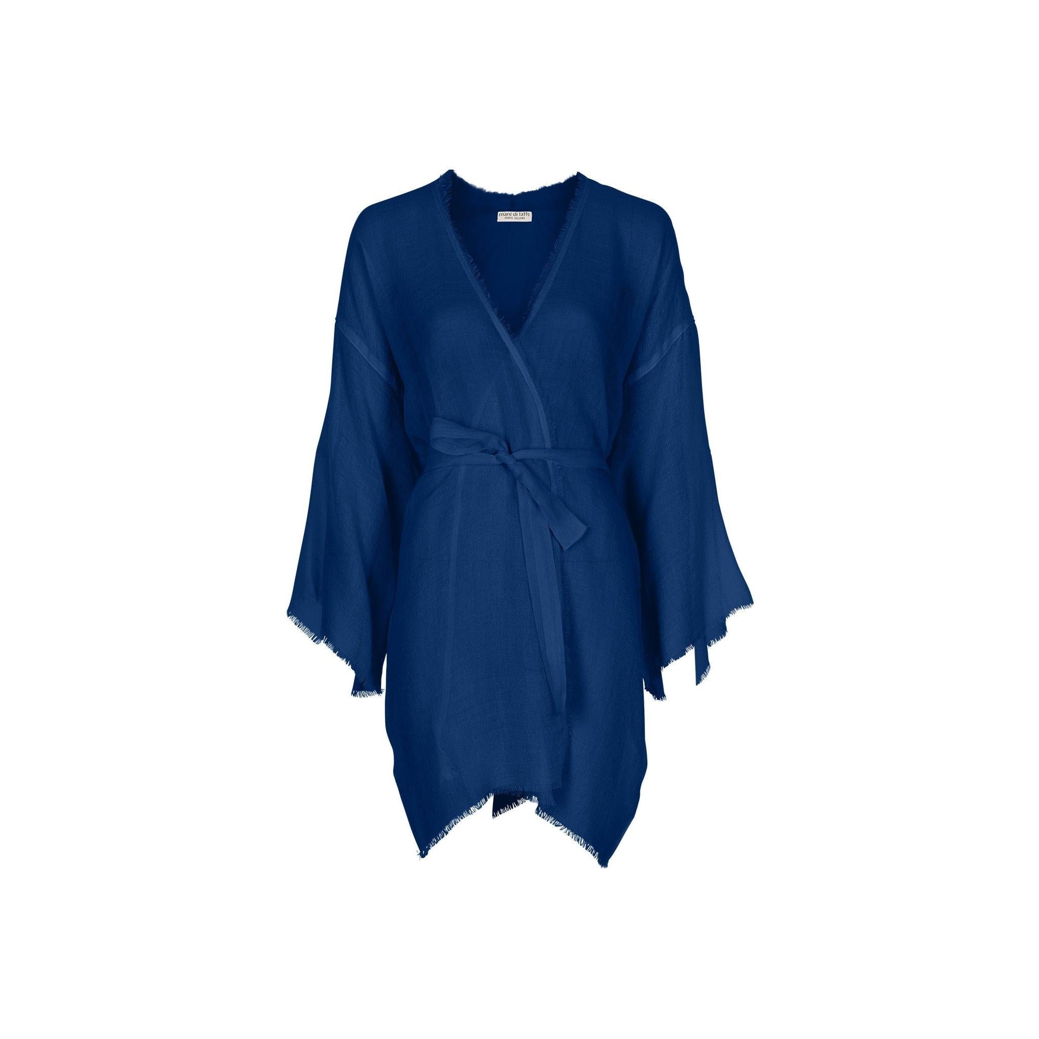 Kimono Mi-Long Rachel Etamine De Laine - China Blue