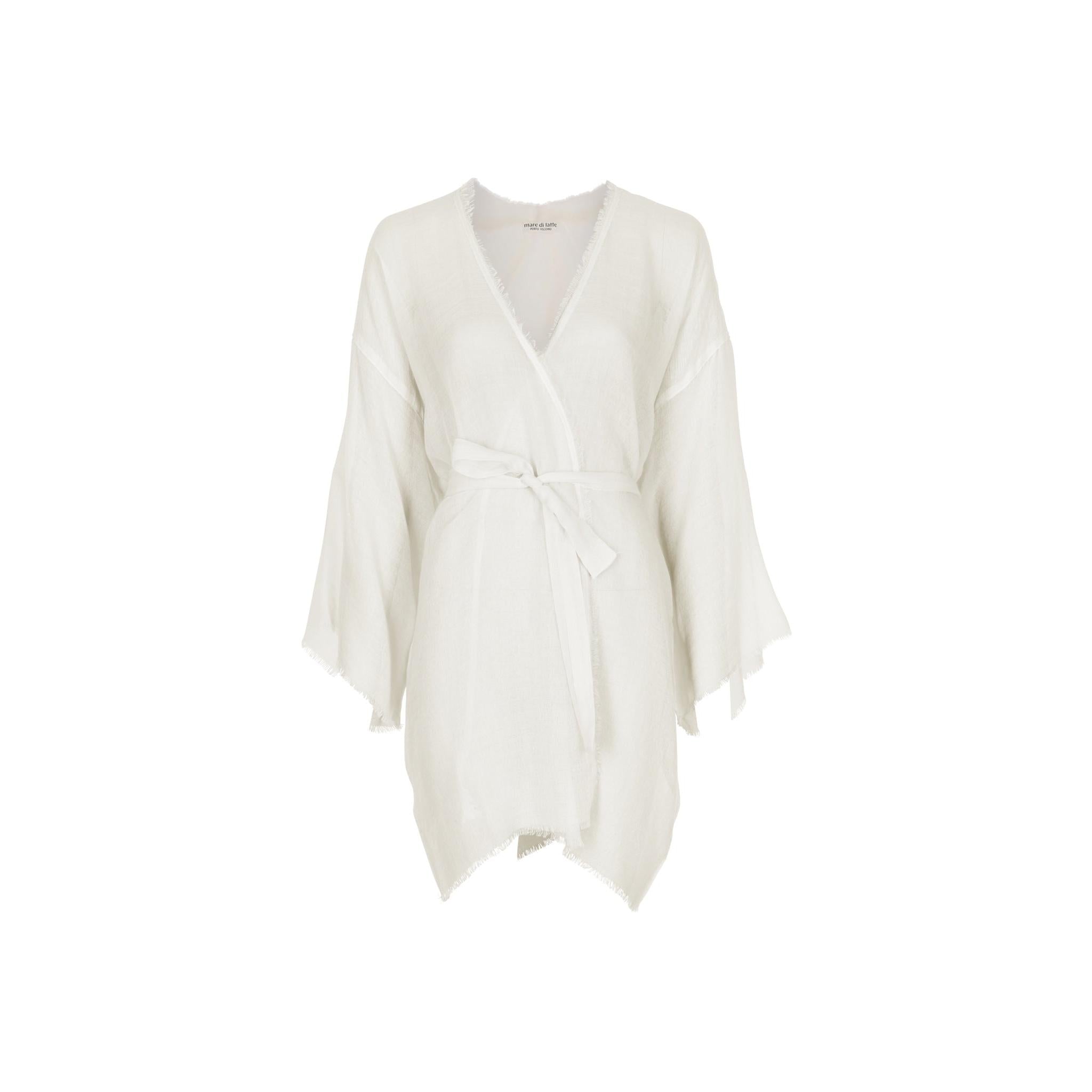 Kimono Mi-Long Rachel Etamine De Laine - Latte
