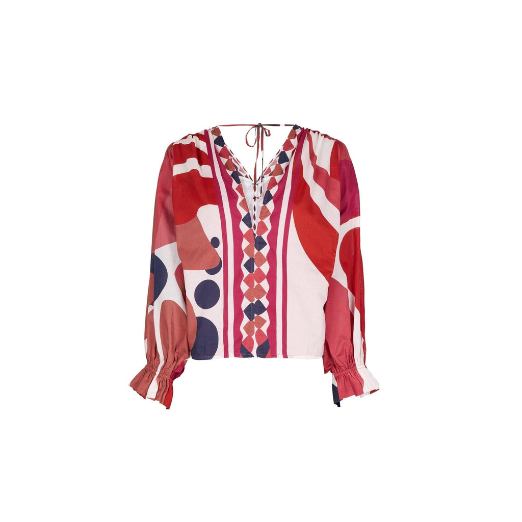 Top Divya Dos Nu Imprime Riviera - Red