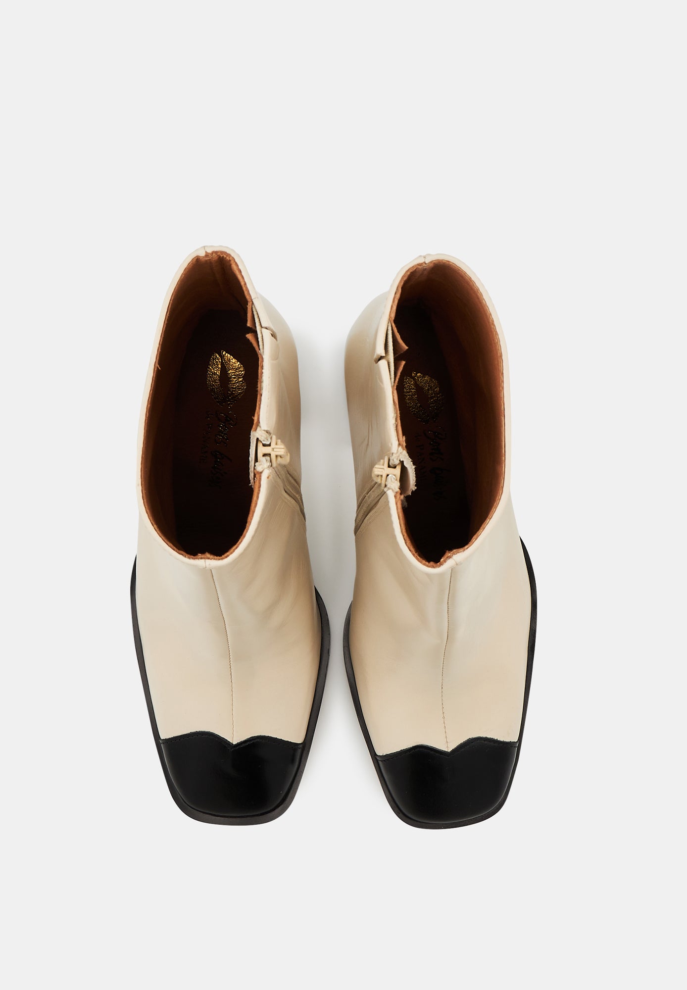 Margot - Cuir Crème et Noir - Bons Baisers - The Bradery