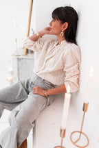 MARIA Beige - Chemise Brodée