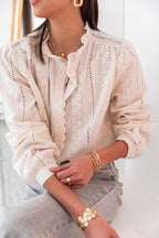 MARIA Beige - Chemise Brodée