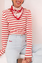 MAO Rouge - T-Shirt Rayé