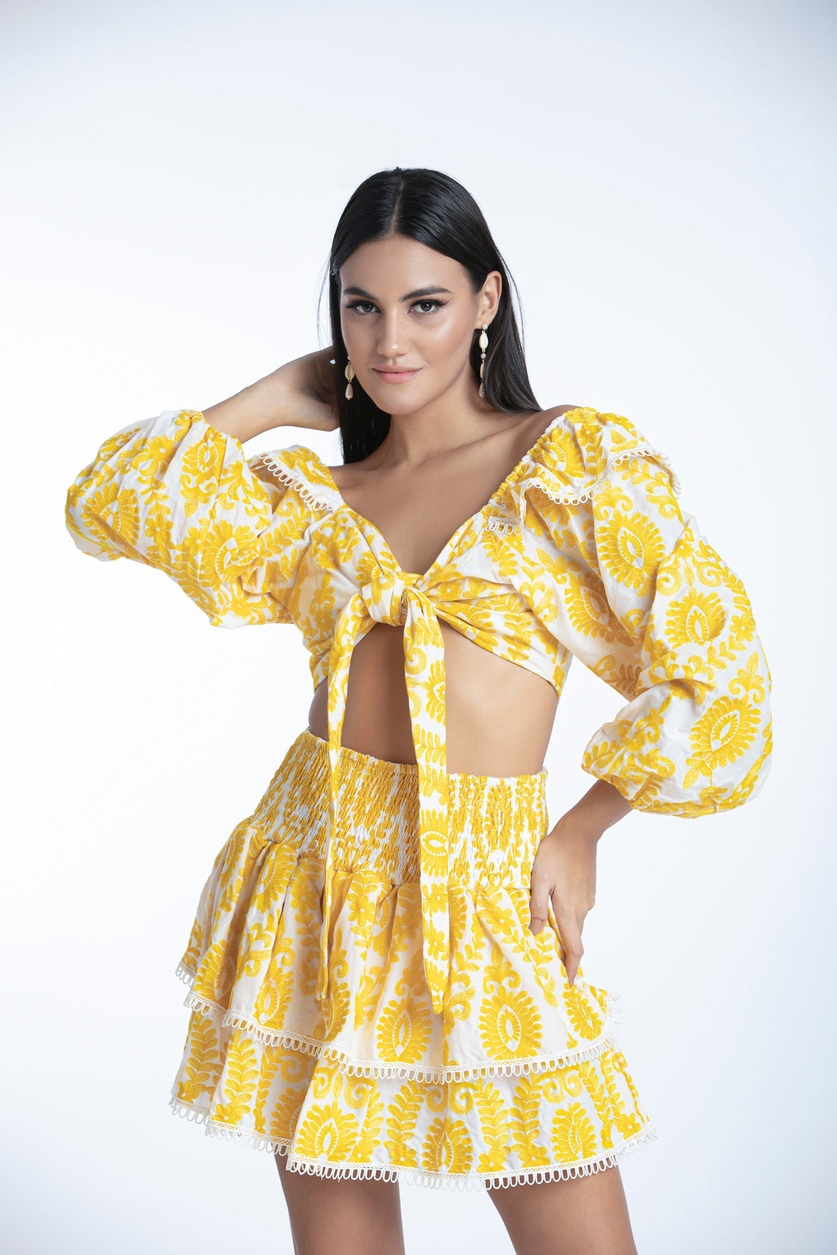 Jupe Paulina - Broderies Jaune