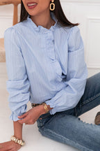 MARTI Bleue - Chemise Col Victorien