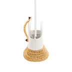 Melita Off-White Mini Tote Bag featuring leather and hand-woven raffia, perfect for summer styling.