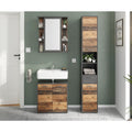 Colonne De Salle De Bain 2 Portes Et 1 Tiroir L32xH190cm - Madoc - Décor Bois Foncé