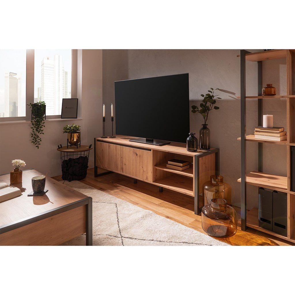 Meuble TV 2 Portes Et 2 Niches L160 cm - Denver - Décor Bois