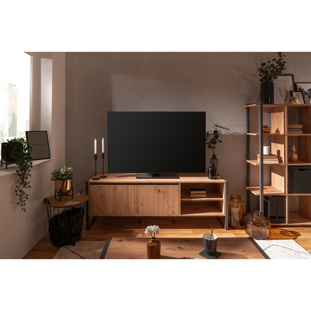 Meuble TV 2 Portes Et 2 Niches L160 cm - Denver - Décor Bois