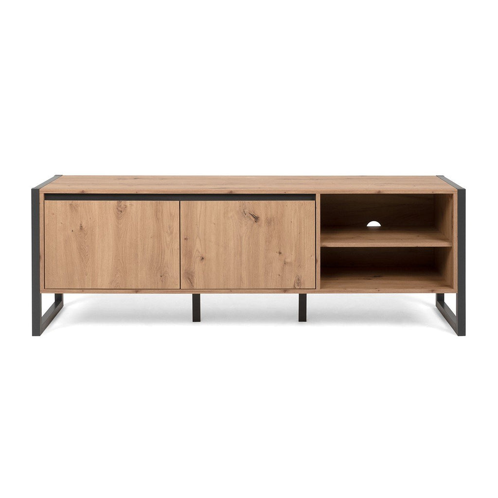 Meuble TV 2 Portes Et 2 Niches L160 cm - Denver - Décor Bois