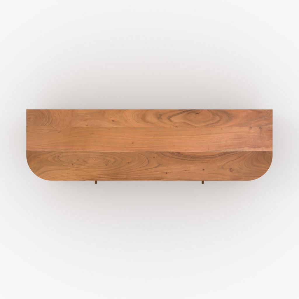 meuble tv en bois d acacia avec rangement paola