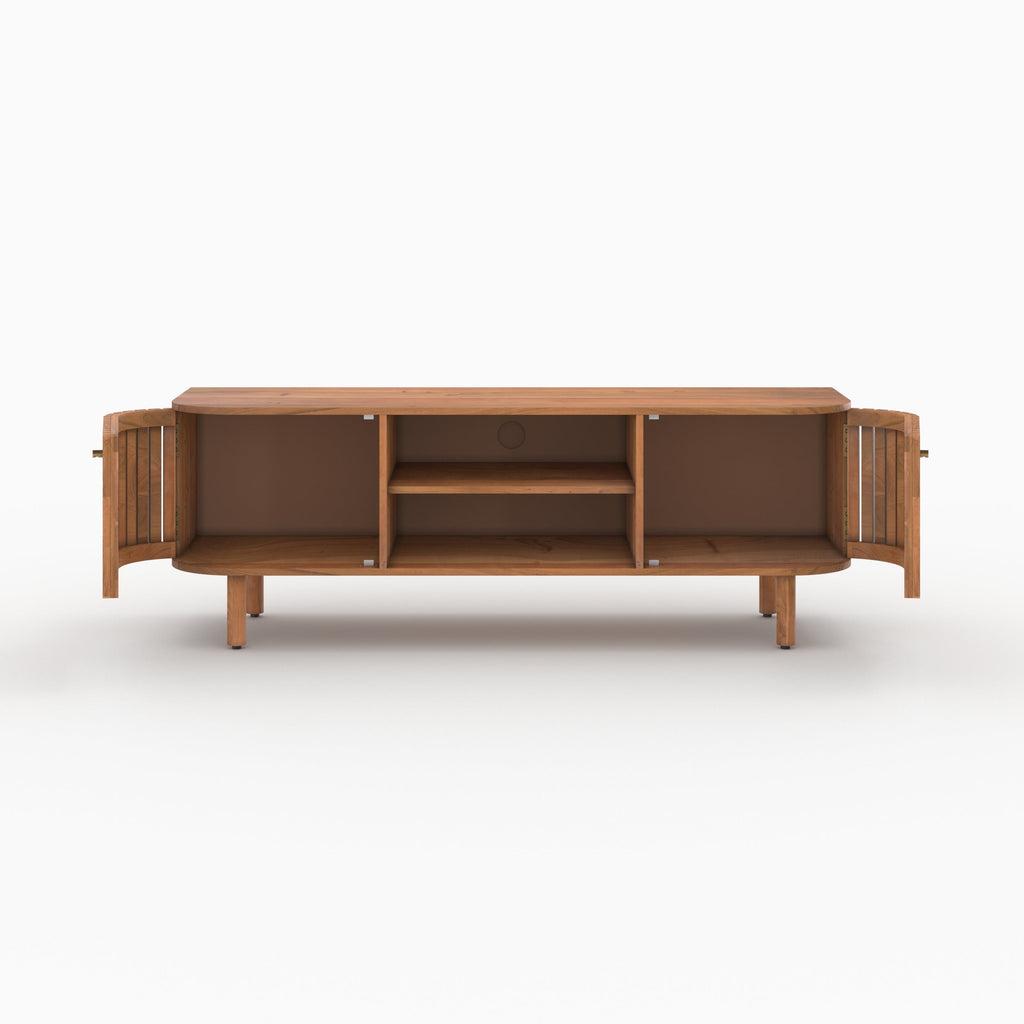 meuble tv paola en bois d acacia avec rangement