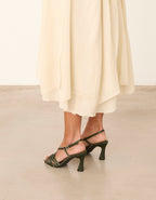 MIM Sandalia de tacón EVE OLIVA SATIN