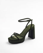 Mim shoes Sandalia de tacón GRETA OLIVA SATIN