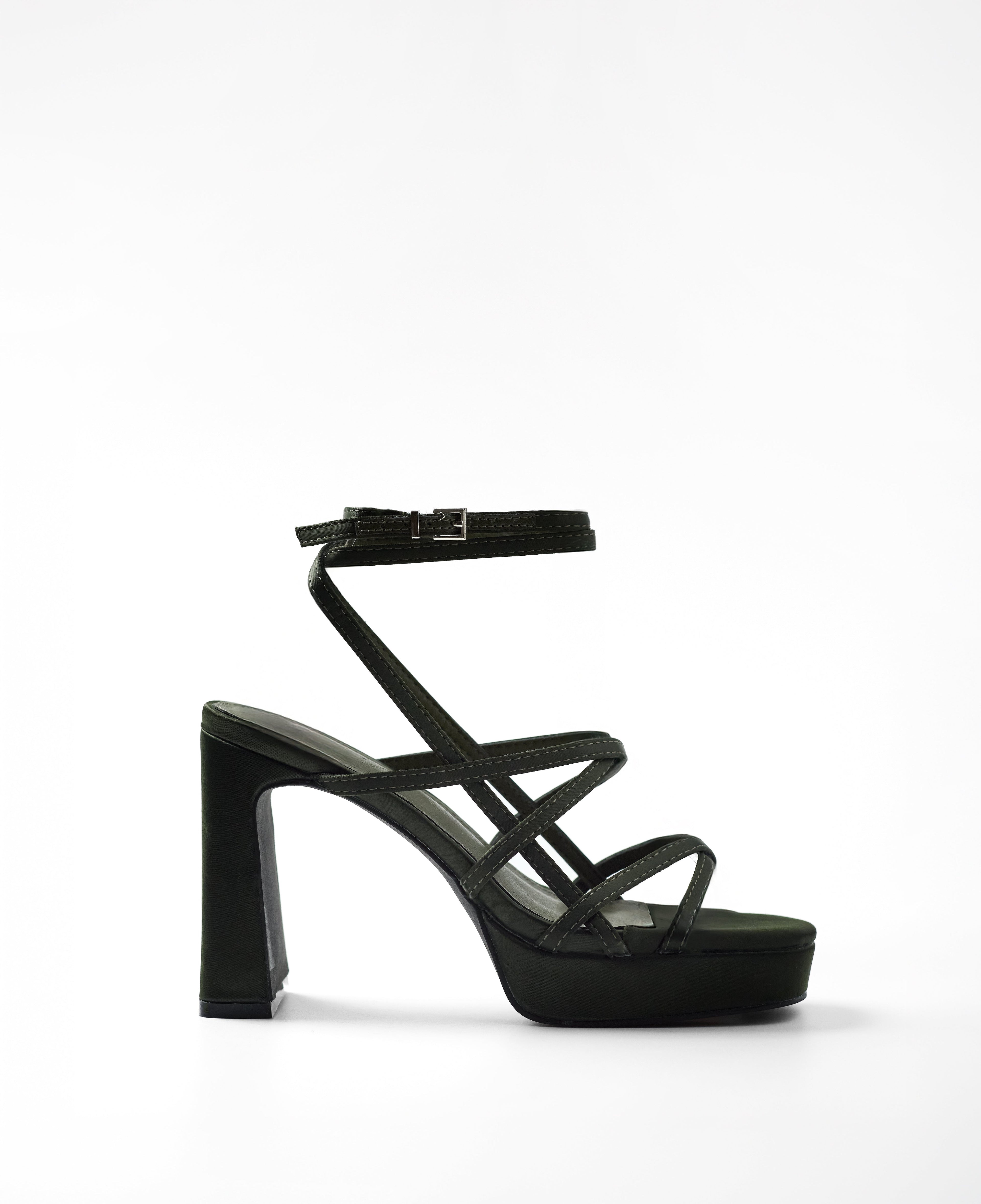 Mim shoes Sandalia de tacón NORI OLIVA SATIN