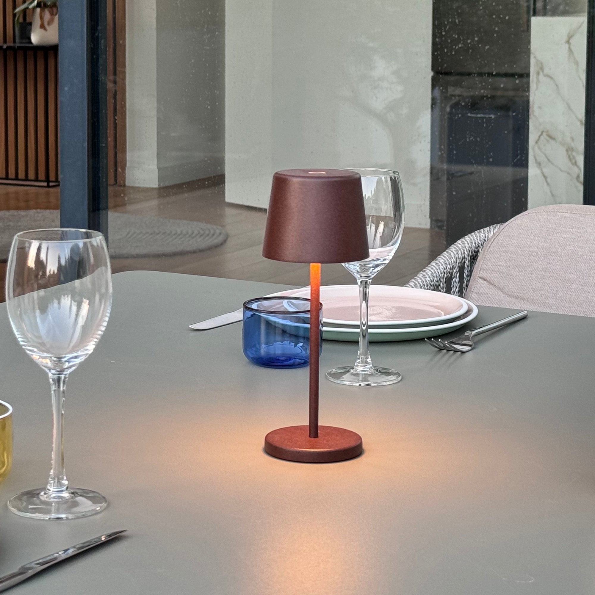 Kelly Mini - Lampe De Table Sans Fil - Acier - Marron