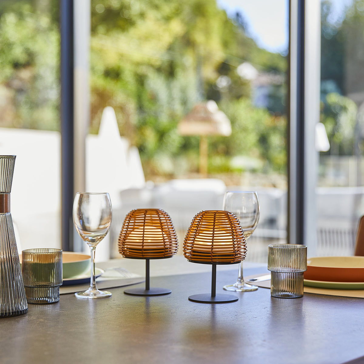 Boheme - Lampe De Table Sans Fil - Polyrotin - Marron