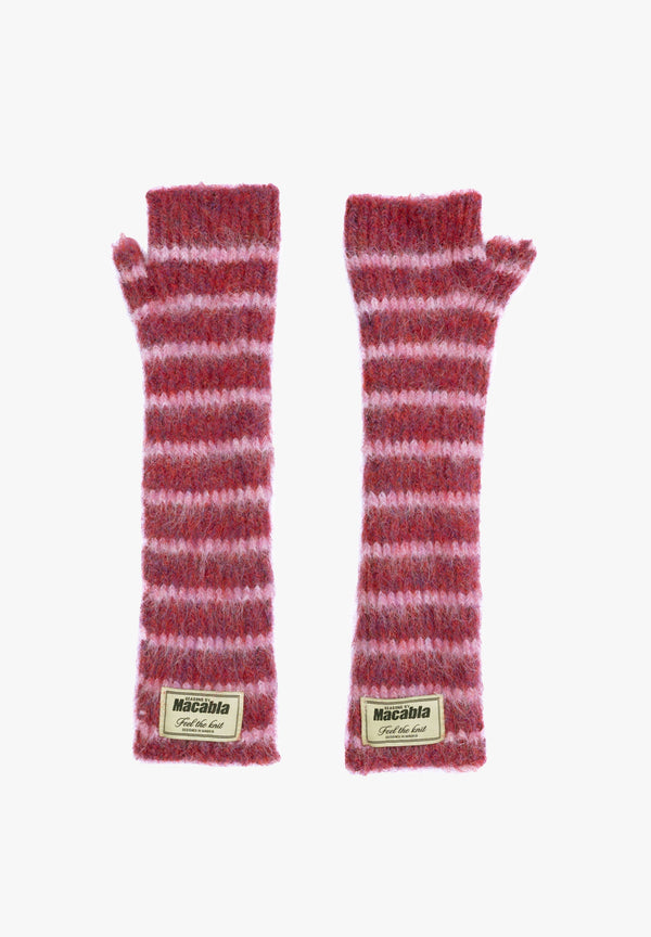 Moufles Duveteuses Grenat Et Roses