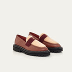 Mocassin Cuir Mia Ecorce Et Peau Lainee Creme