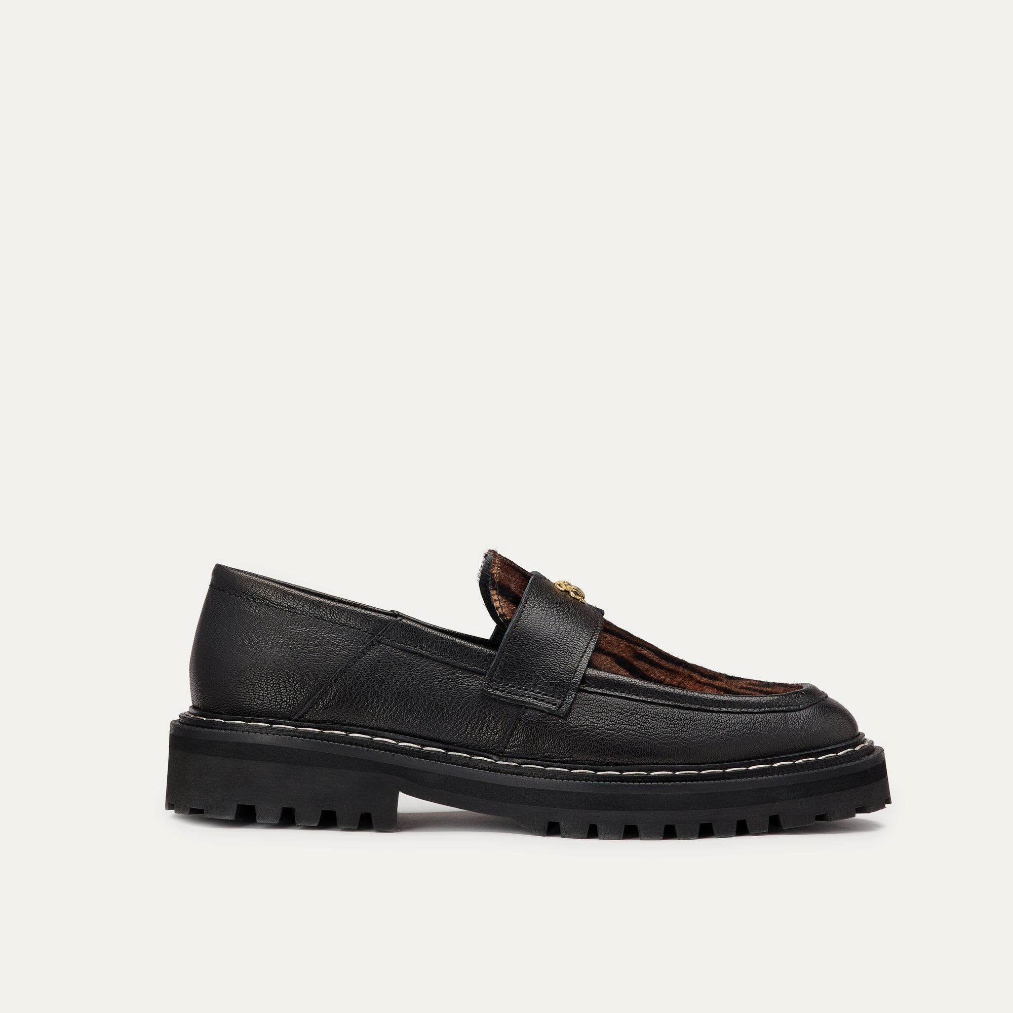 Mocassin Cuir Mia Noir Ocelot