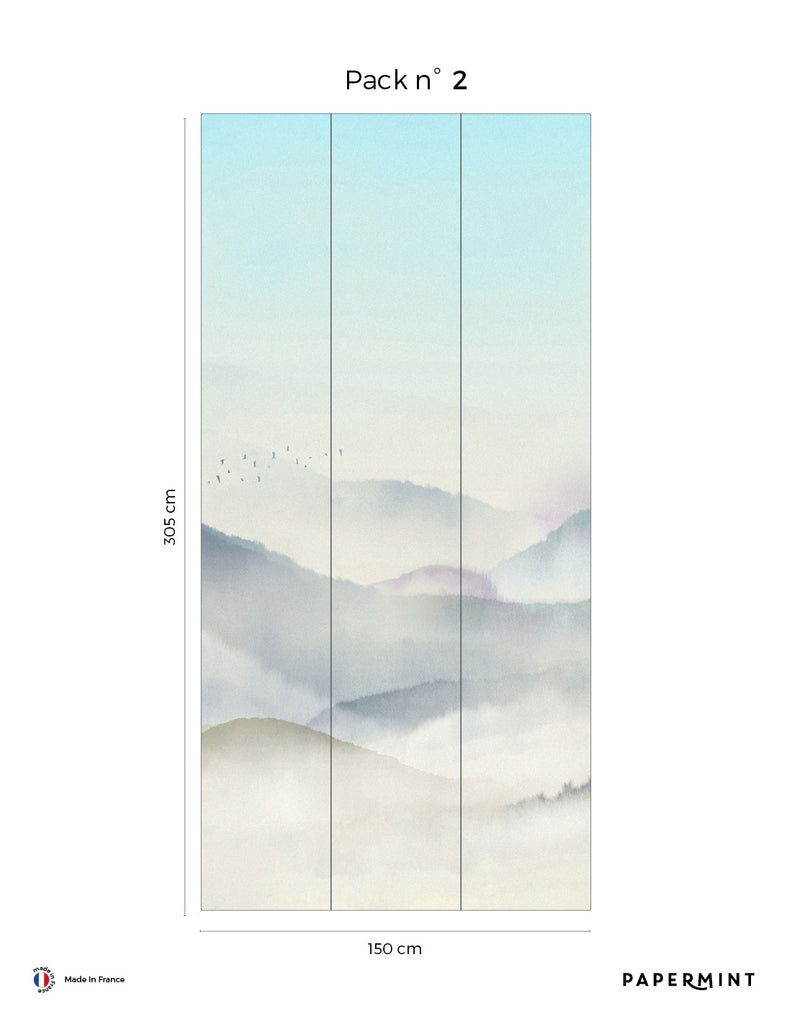 Fresque Montagne du Japon - Bleu Lupin