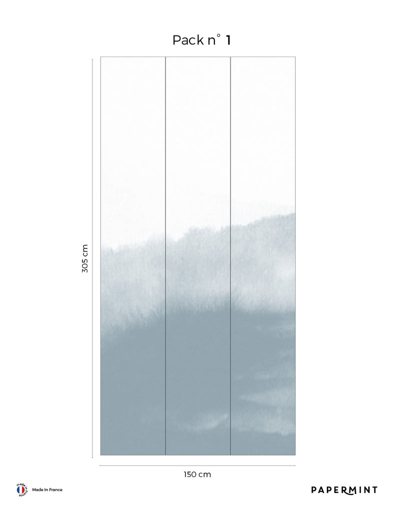 Fresque Mountain Water - Bleu Porcelaine