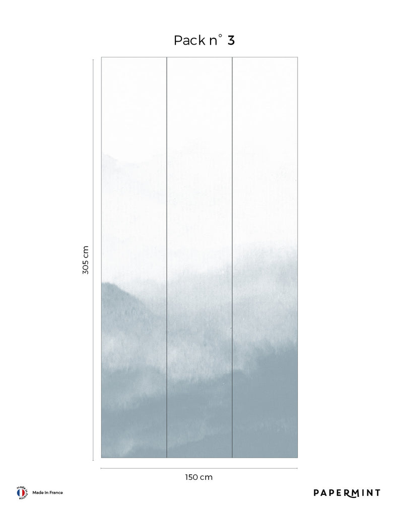 Fresque Mountain Water - Bleu Porcelaine