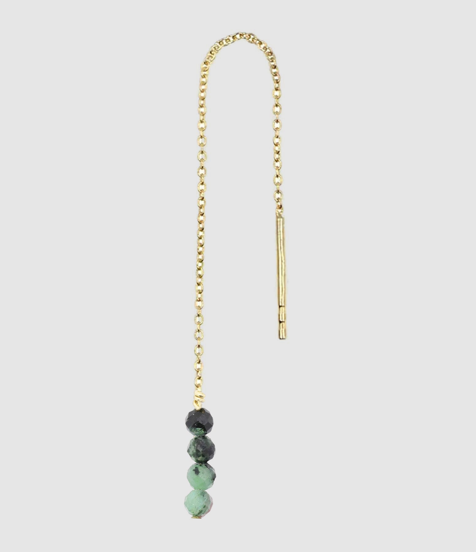Mon Precieux Gem - Boucle D'Oreille Chaîne Courte Rang Rubis Zoïsite (Vendue À L'Unité) - Femme
