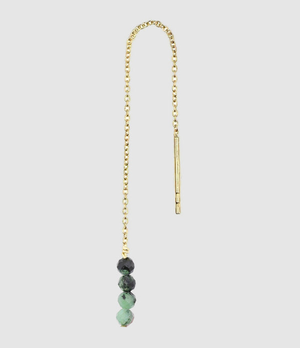 Mon Precieux Gem - Boucle D'Oreille Chaîne Courte Rang Rubis Zoïsite (Vendue À L'Unité) - Femme