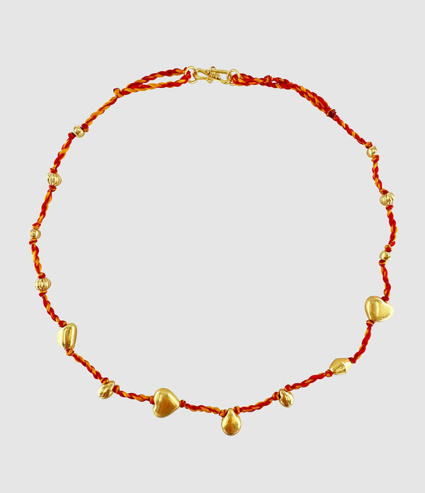 Mon Precieux Gem - Collier Fil Sacré Indien Rouge Or Jaune - Femme