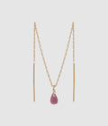 Mon Precieux Gem - Boucle D'Oreille Chaîne Double Goutte Rubis (Vendue À L'Unité) - Femme