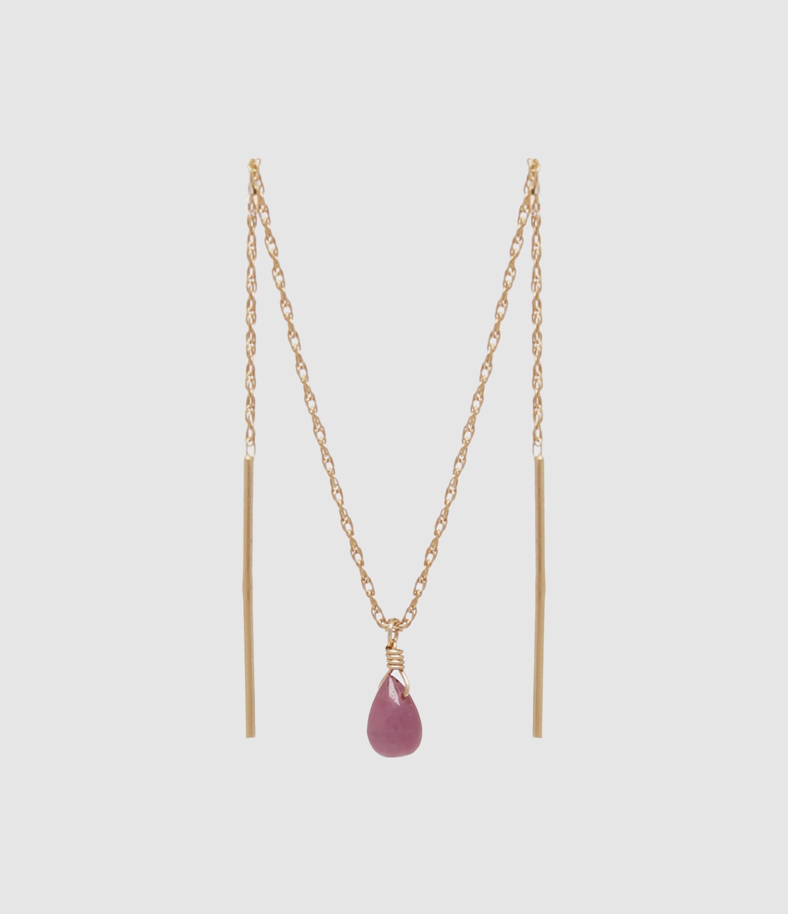 Mon Precieux Gem - Boucle D'Oreille Chaîne Double Goutte Rubis (Vendue À L'Unité) - Femme