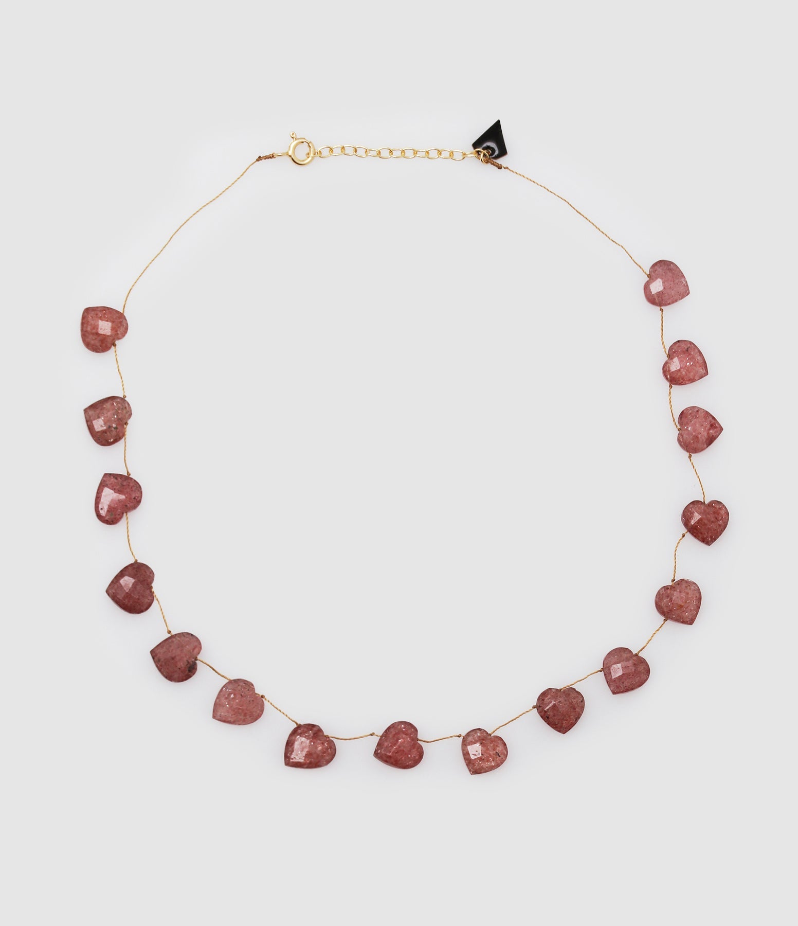 Mon Precieux Gem - Collier Cœur Facettes Strawberry Quartz Rose - Femme