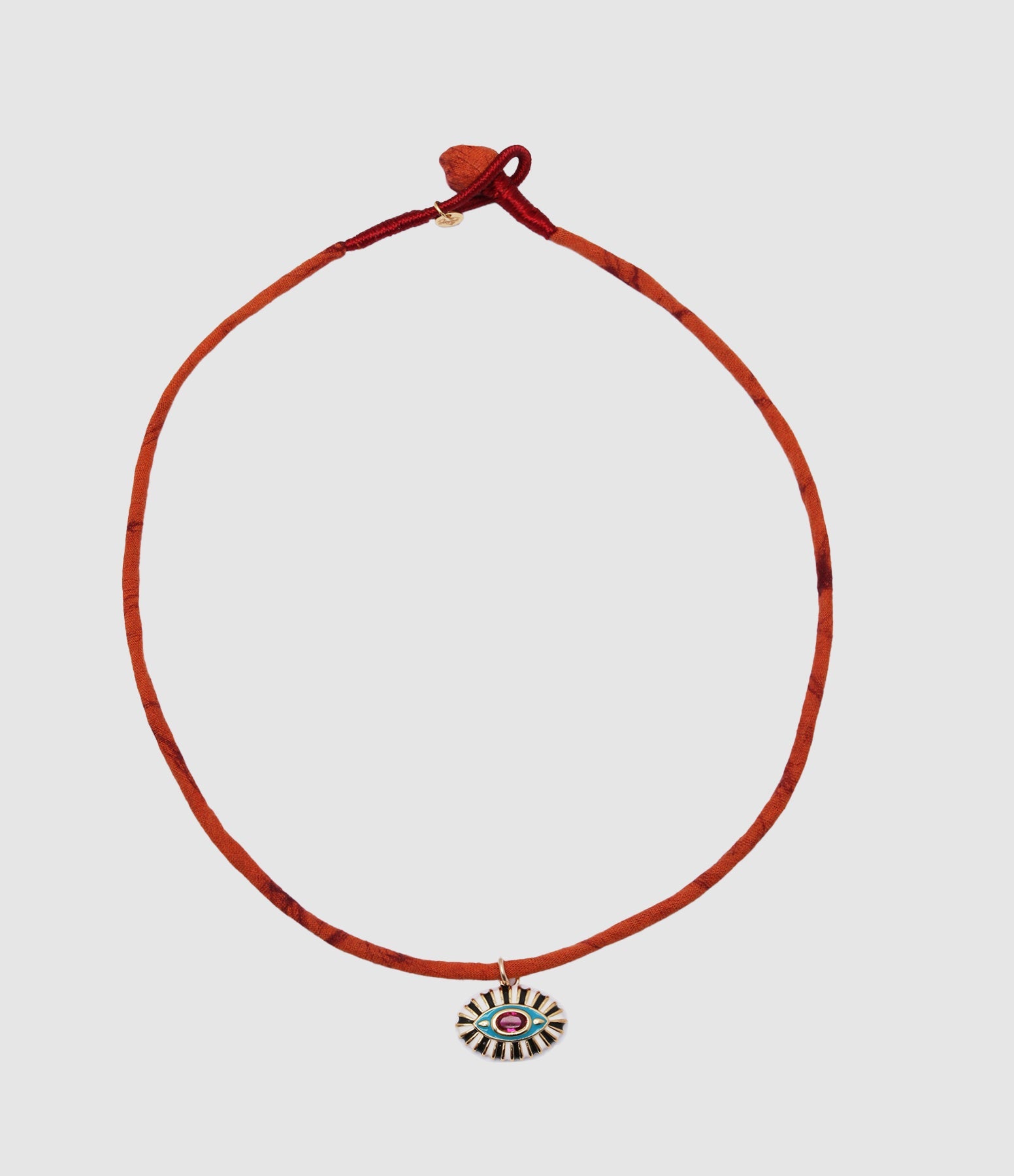 Mon Precieux Gem - Collier Œil Protecteur Xl Tissu Orange - Femme