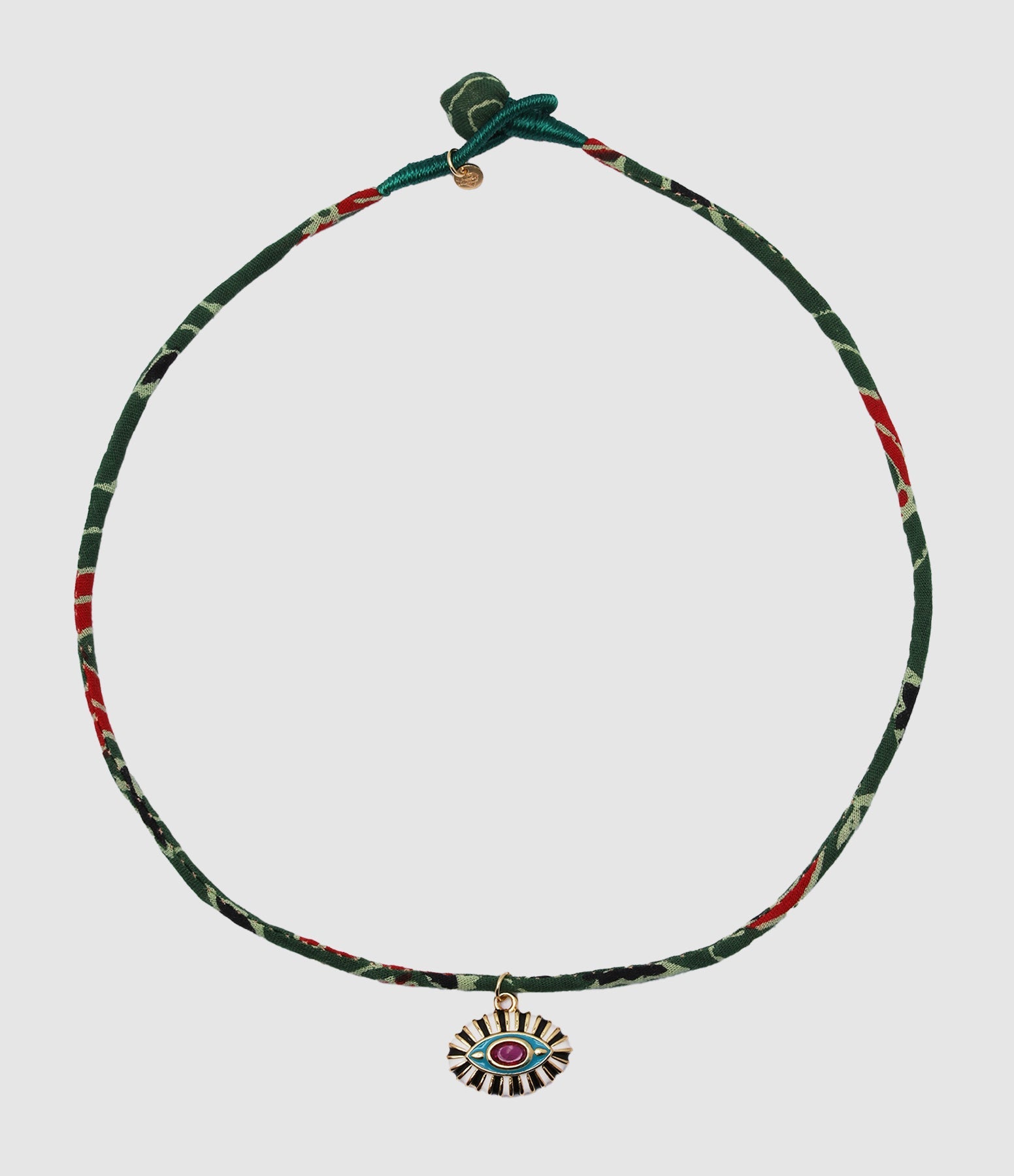 Mon Precieux Gem - Collier Œil Protecteur Xl Tissu Vert - Femme