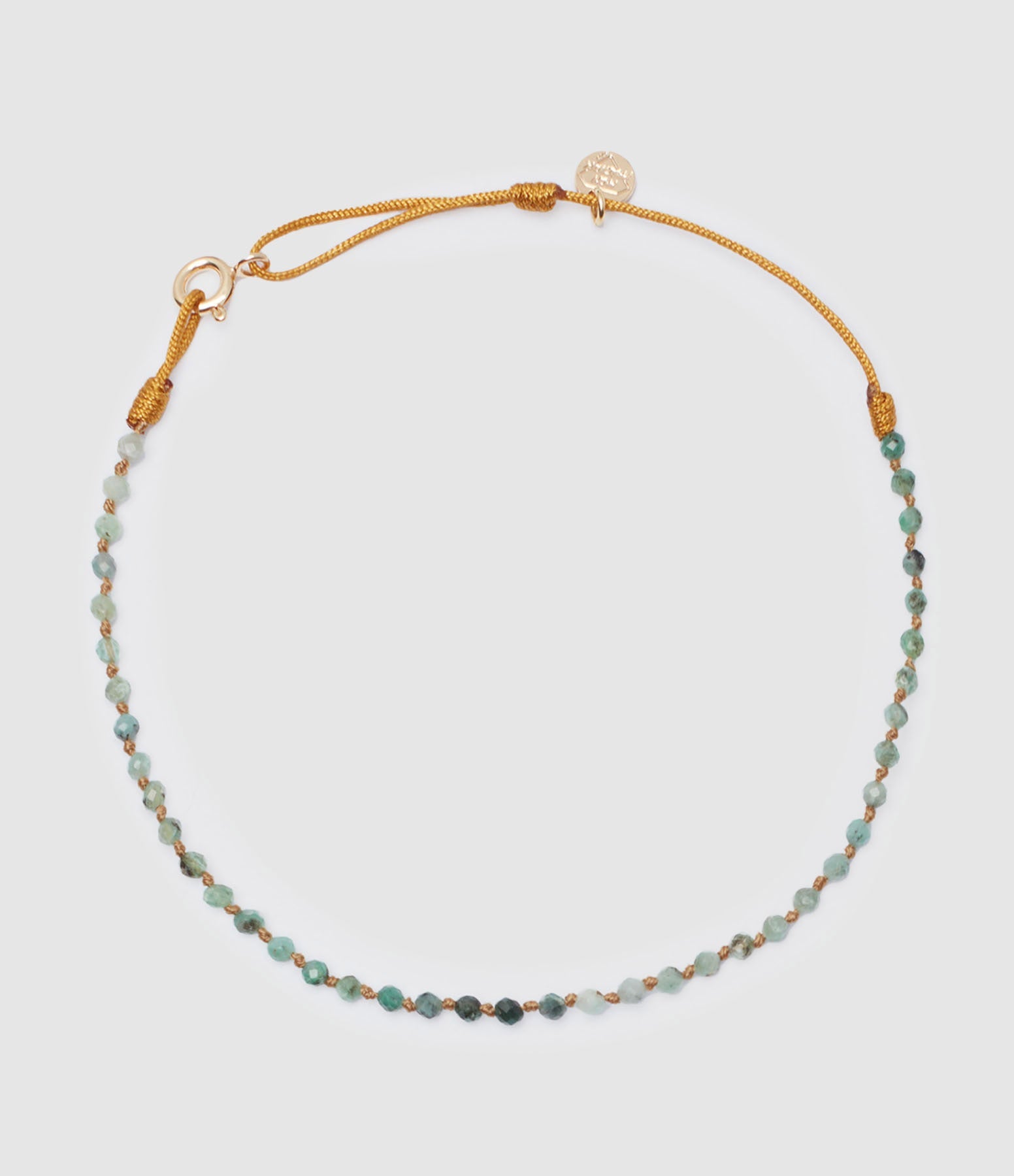 Mon Precieux Gem - Bracelet De Cheville Candies Émeraude Cordon Moutarde Vert - Femme