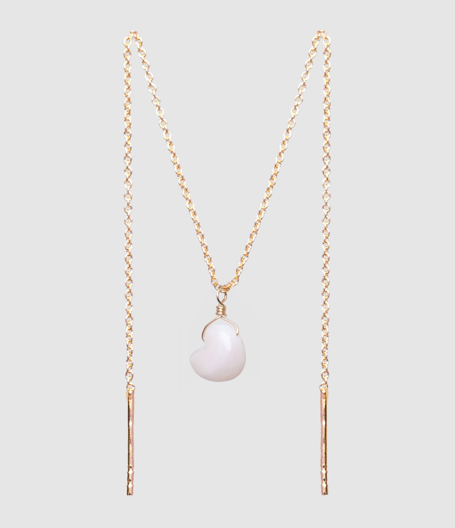 Mon Precieux Gem - Boucle D'Oreille Chaîne Double Cœur Opale Rose (Vendu À L'Unité) - Femme