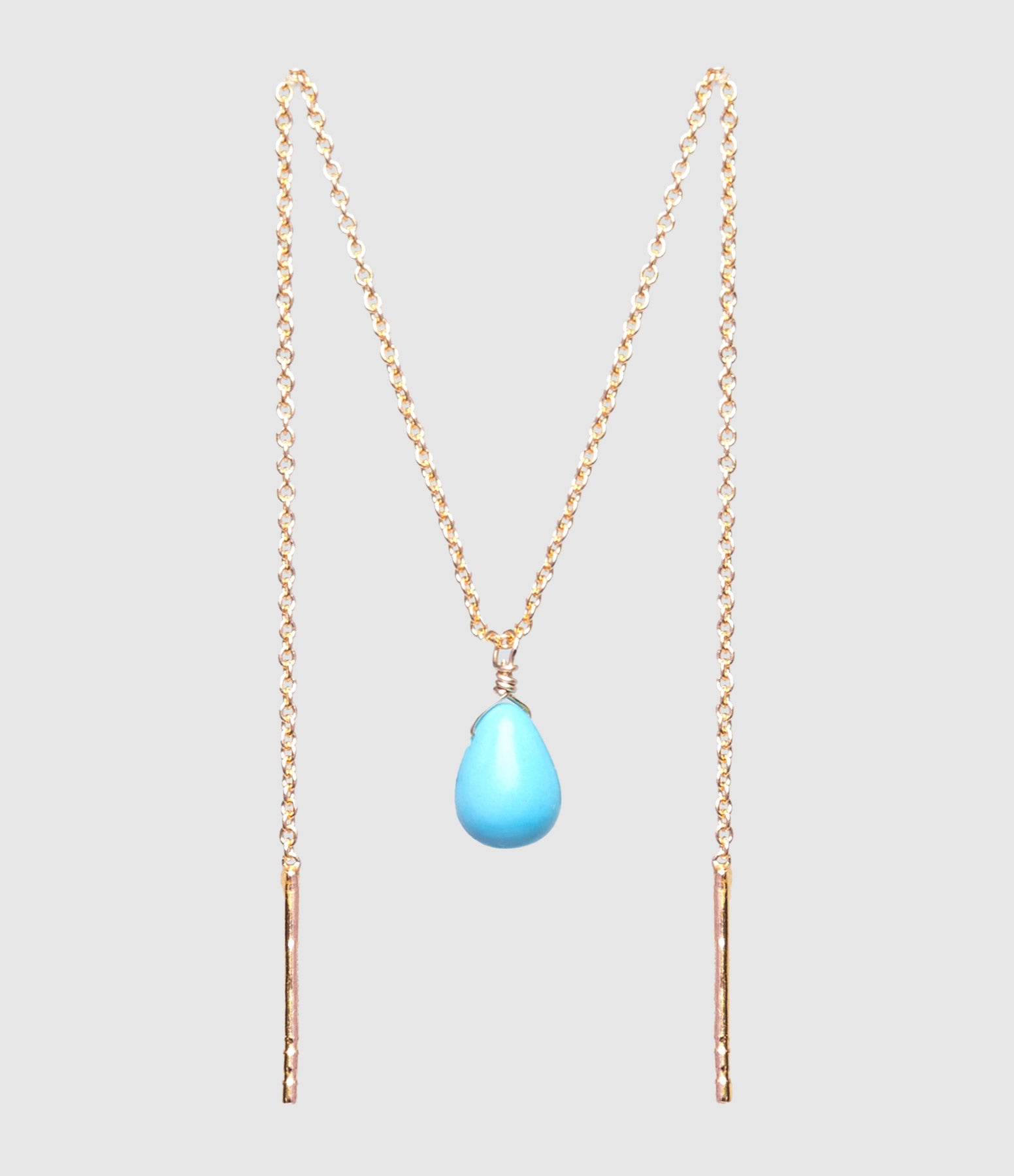 Mon Precieux Gem - Boucle D'Oreille Chaîne Double Goutte Turquoise (Vendue À L'Unité) - Femme