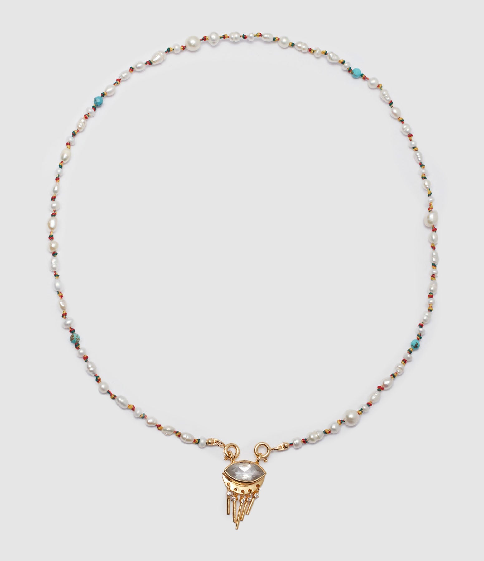 Mon Precieux Gem - Collier Candies Œil Améthyste Diamant Perles Turquoise - Femme