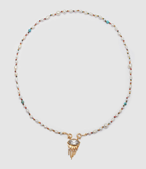 Mon Precieux Gem - Collier Candies Œil Améthyste Diamant Perles Turquoise - Femme