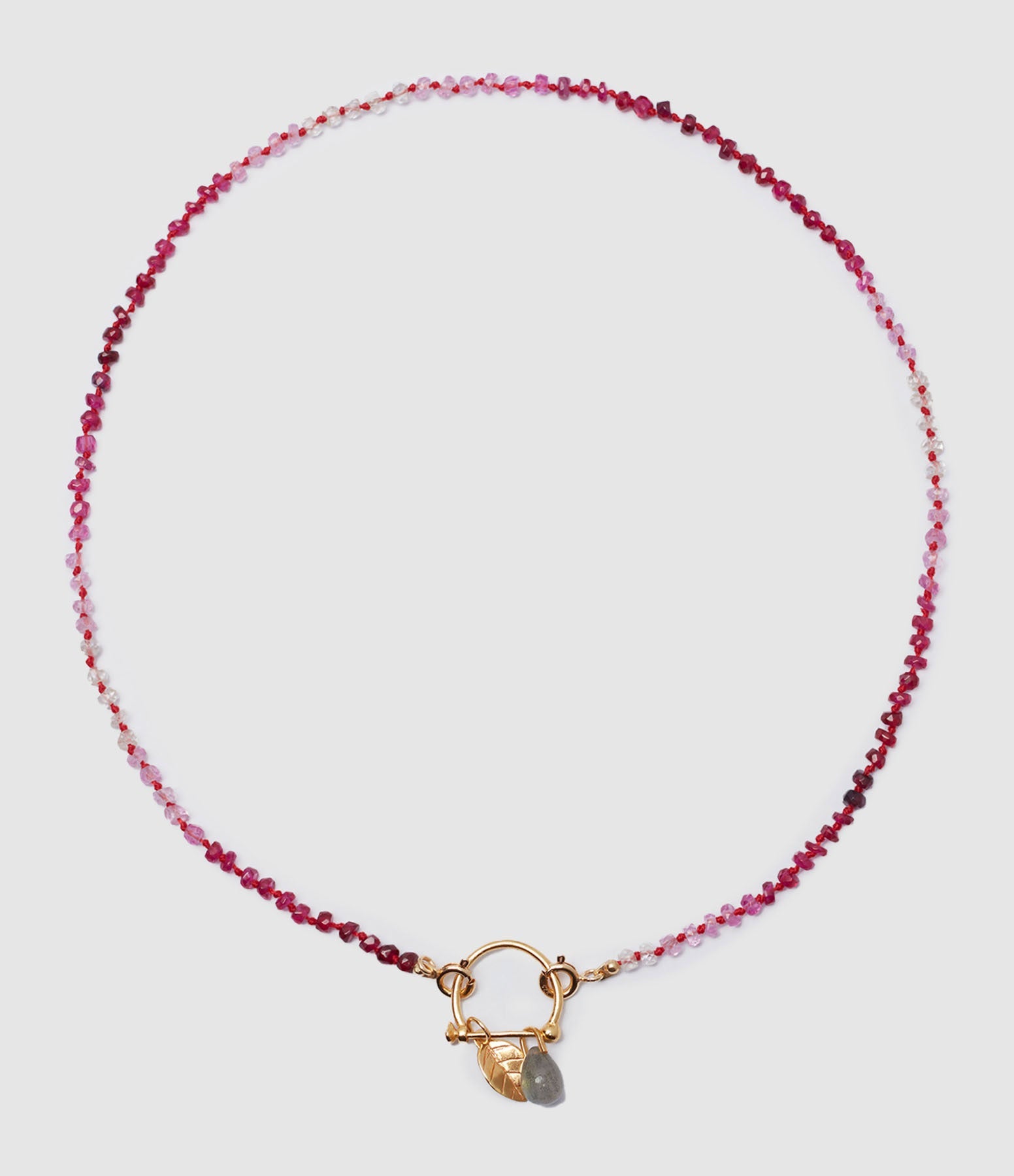 Mon Precieux Gem - Collier Candies Loquet Rubis Labradorite Rose - Femme