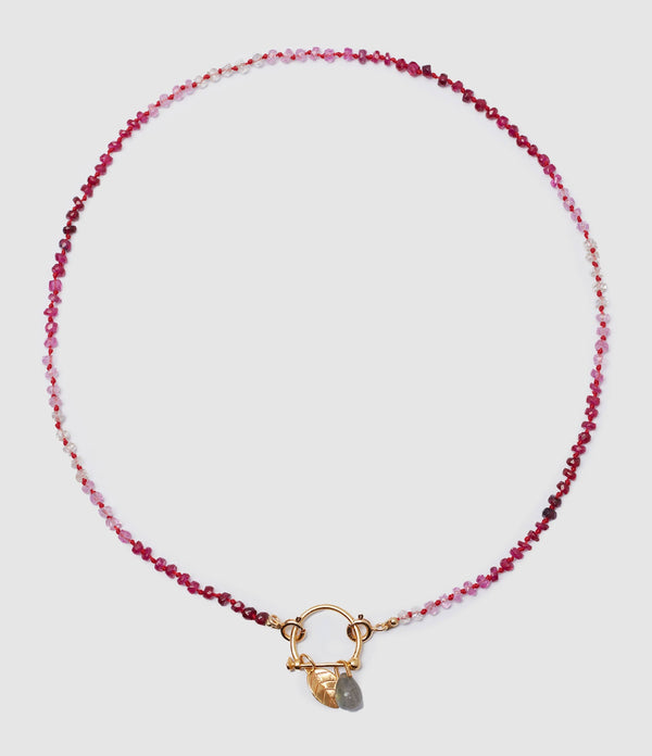 Mon Precieux Gem - Collier Candies Loquet Rubis Labradorite Rose - Femme