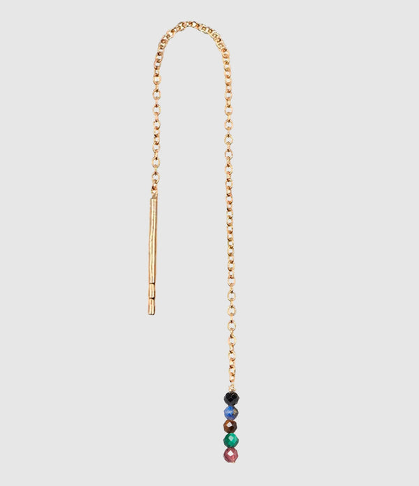 Mon Precieux Gem - Boucle D'Oreille Chaîne Courte Rang Saphir Multicolore (Vendue À L'Unité) - Femme