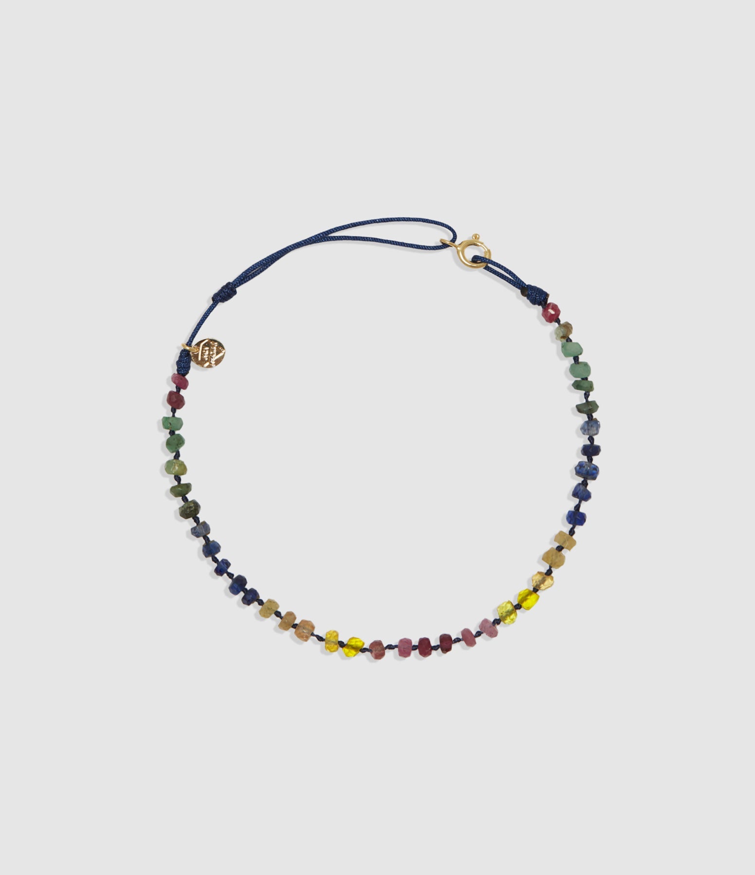 Mon Precieux Gem - Bracelet De Cheville Candies Facettes Saphir Multicolore Cordon Marine - Femme