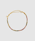 Mon Precieux Gem - Bracelet De Cheville Tourmaline Multico Cordon Moutarde - Femme