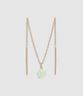 Mon Precieux Gem - Boucle D'Oreille Chaîne Double Cœur Chrysoprase (Vendue À L'Unité) - Femme