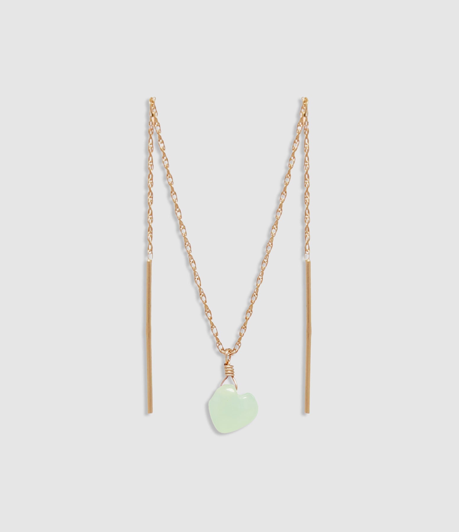 Mon Precieux Gem - Boucle D'Oreille Chaîne Double Cœur Chrysoprase (Vendue À L'Unité) - Femme