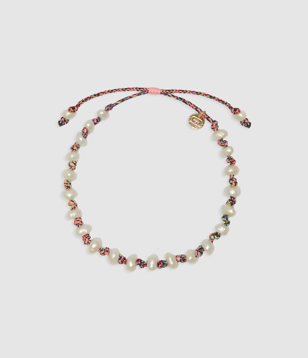 Mon Precieux Gem - Bracelet Perles D’Eau Douce Cordon Rose Fluo - Femme