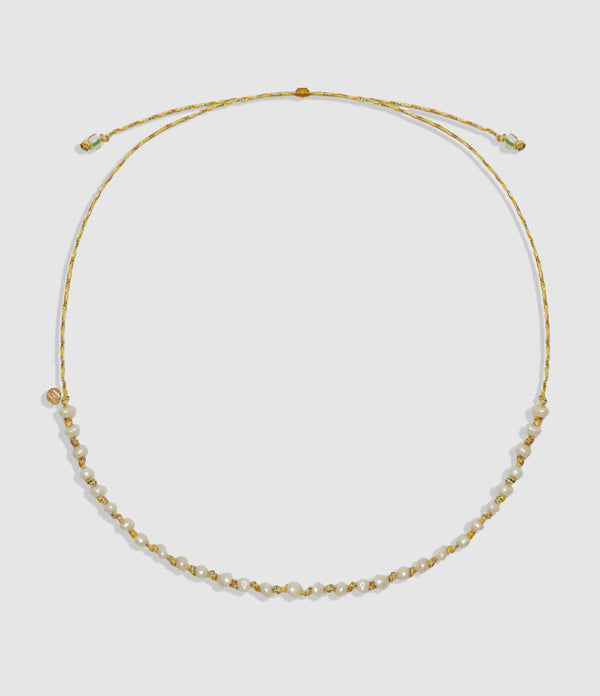 Mon Precieux Gem - Collier Perles D'Eau Douce Cordon Lurex Jaune - Femme