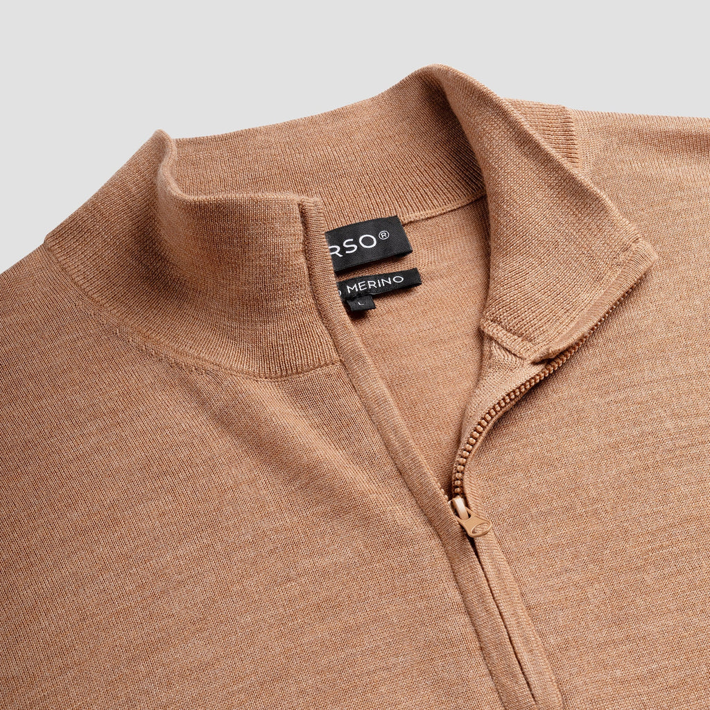 Zip Up 100% Merino  - Tuscan Camel (TEST DATA)